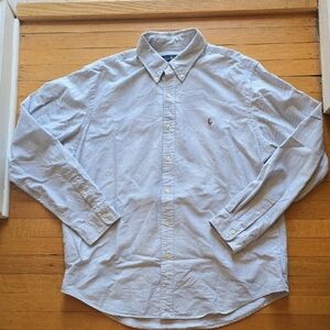 Ralph Lauren, Classic Fit Striped Oxford Shirt, Blue and White, Men's XL